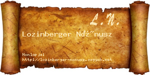 Lozinberger Nónusz névjegykártya